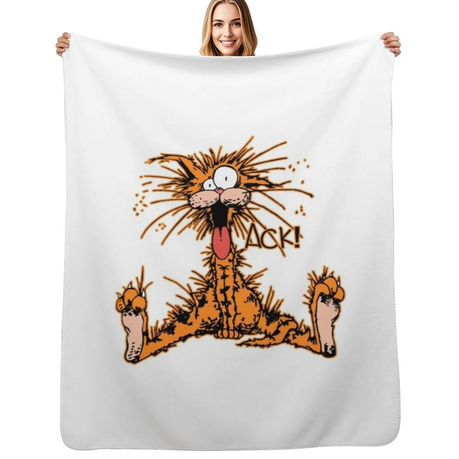 Bill The Cat Ack! said the cat Throw Blanket Flannel Fabric Luxury Designer Thermals For Travel Bed Luxury Throw Picnic Blankets