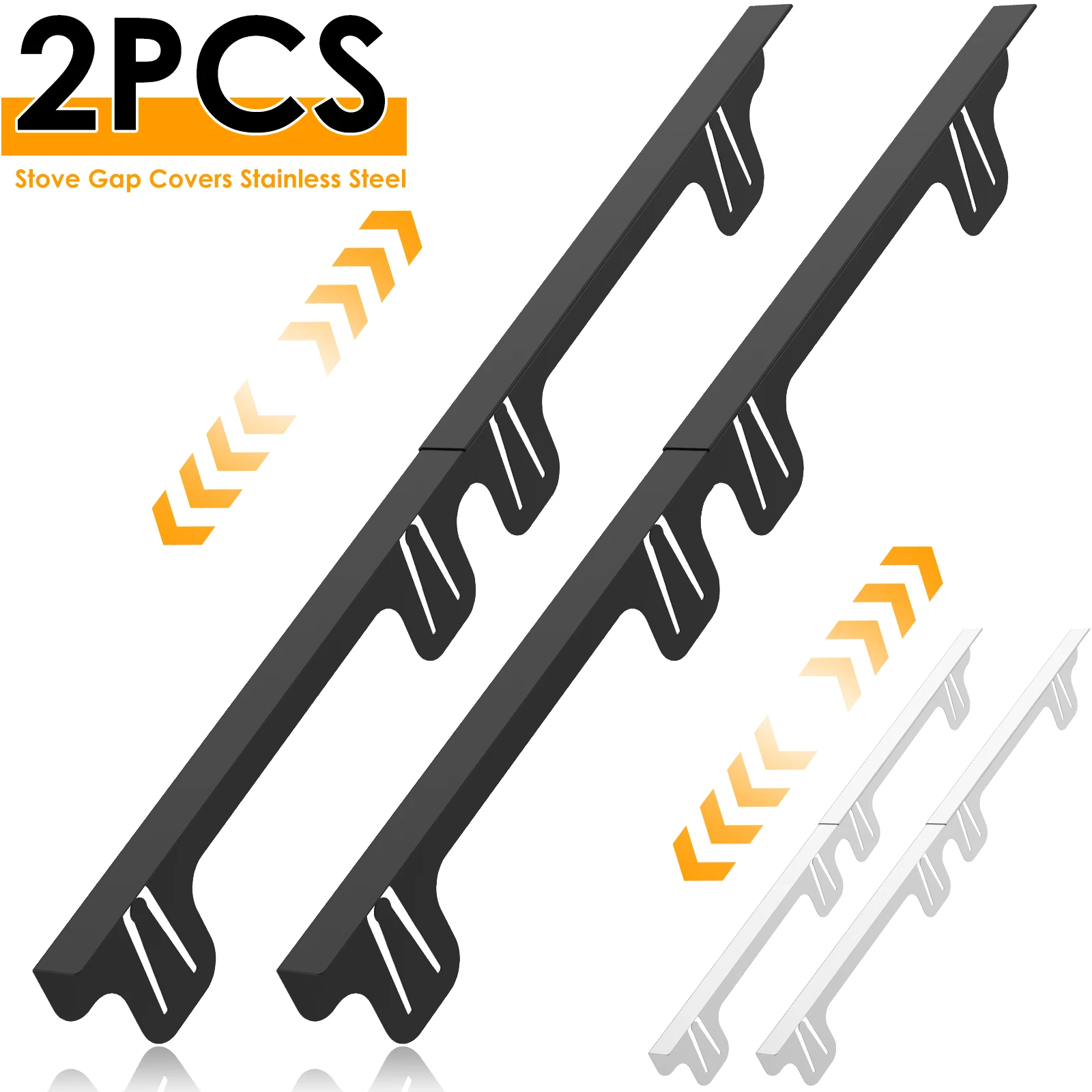 

2 шт., защита от зазоров для плиты из нержавеющей стали, плотная посадка, регулируемая длина, защита боковых зазоров для плиты, антикоррозийная, термостойкая зазор для плиты
