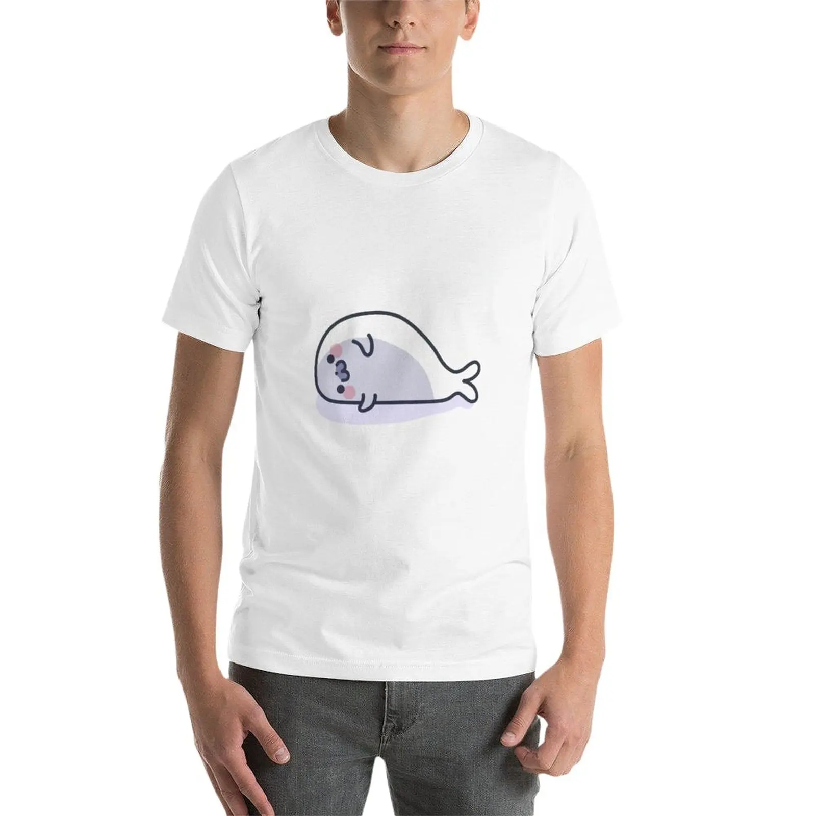 New Lazy Seal T-Shirt cute tops Short sleeve tee t-shirts man funny t shirts t shirts for men cotton