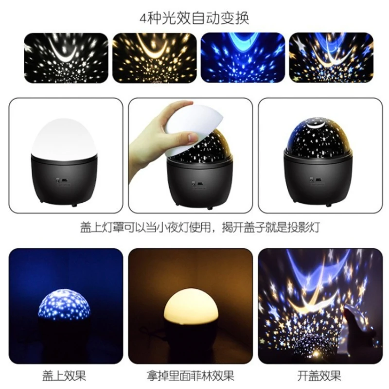 Lampu proyeksi langit berbintang LED, ornamen meja ruang tamu, kerajinan tangan, hadiah kreatif, lampu tidur berputar untuk kamar tidur
