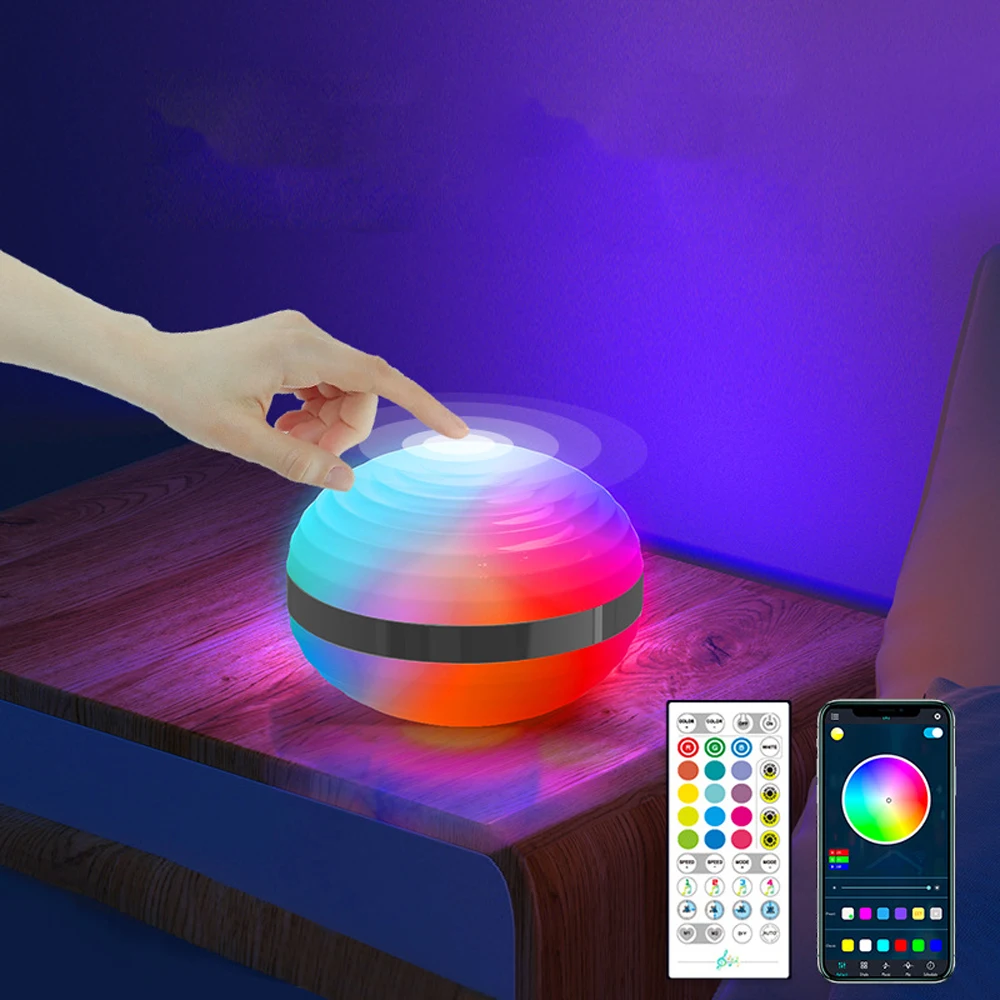 RGB Bluetooth Touch Saturn Led Night Light 5V USB Remote Control Music Rhythm Living Bedroom Desktop Atmosphere Descorate Lamps