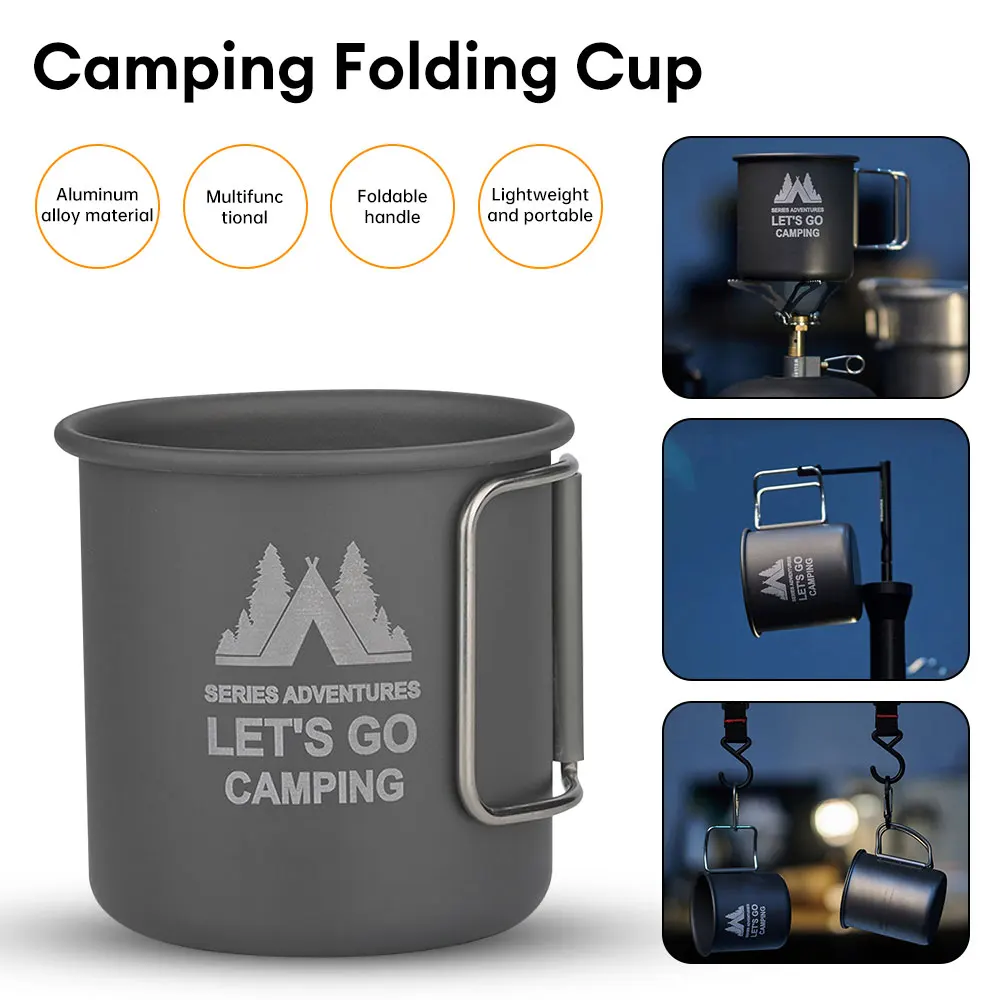 Camping Mug Titanium Cup Tourist Tableware Picnic Utensils Outdoor Kitchen Equipment Travel Cooking Set Cookware Hiking Drinkwar