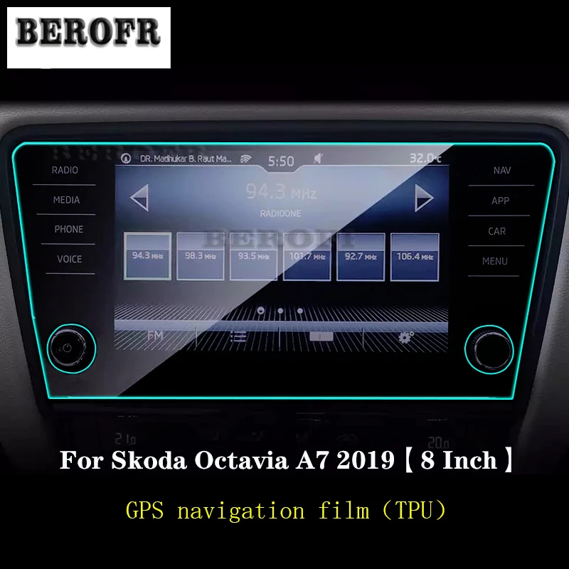 Car GPS navigation Protective film LCD screen TPU Protective film Screen protector decoration 8 inch For Skoda Octavia A7 2019