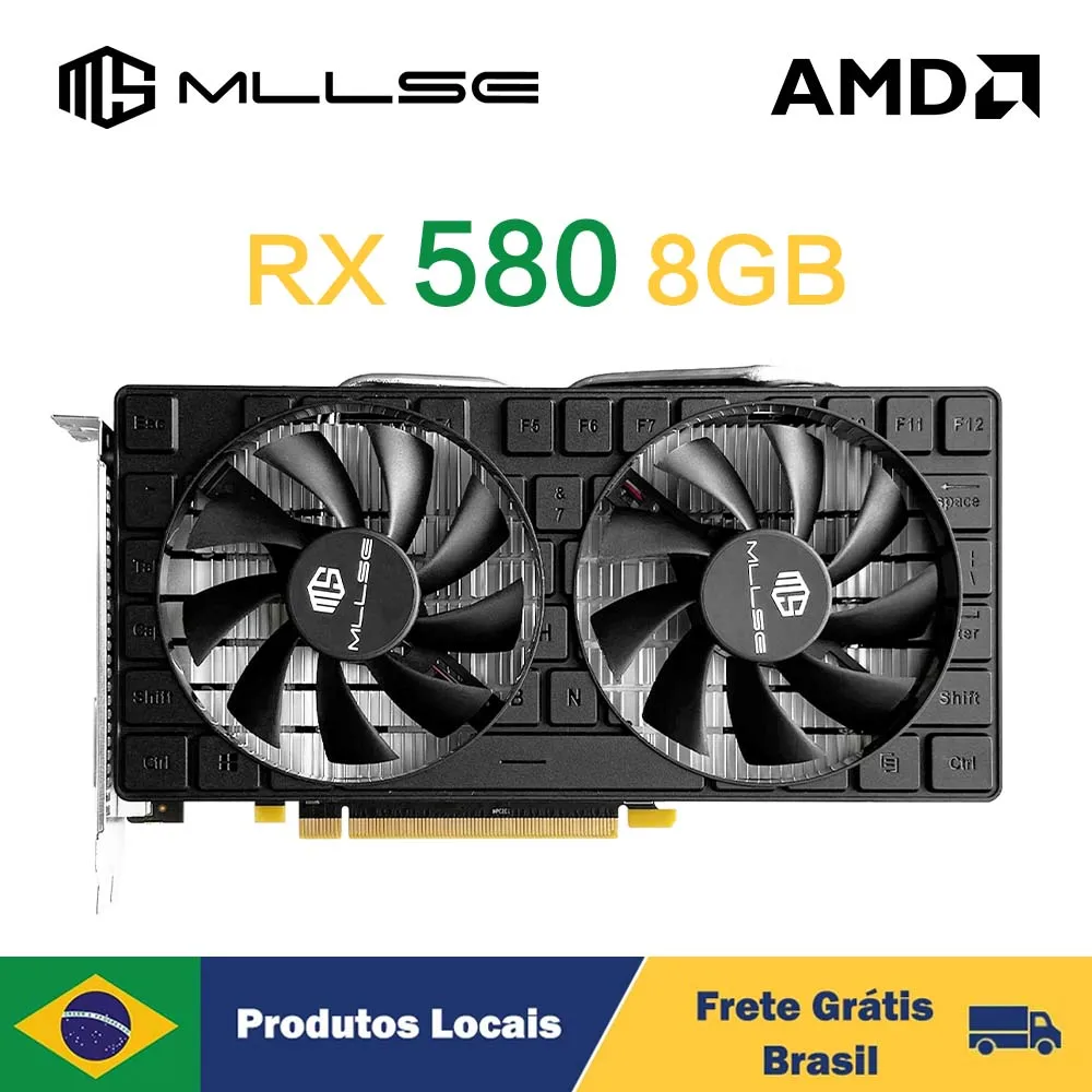 MLLSE AMD RX580 8GB Placa De Video Gaming GDDR5 256Bit PCI Express 3.0x16 Radeon GPU Computer Mining ETH hashrate 28-30mh/s