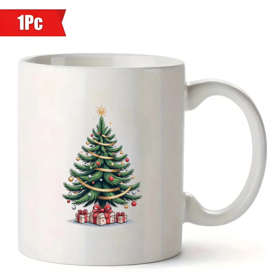 11オンス マグカップ + 漫画風クリスマスツリーデザイン + キッズカップ ファミリー オフィス コーヒーカップ クリスマスギフトセット
