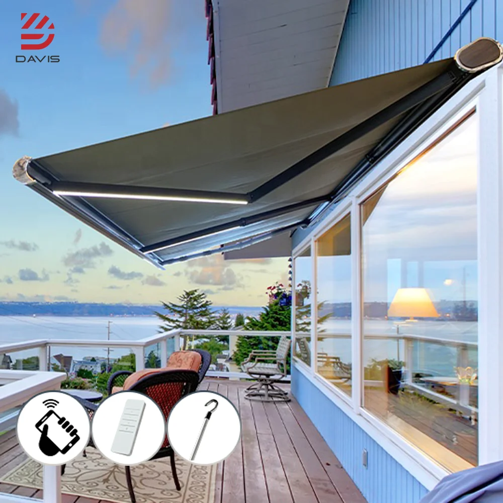 Outdoor Retractable Awning Garden Balcony Custom Awning Canopy Metal Material Electric Folding Shade Sliding Roof Canopy Roof