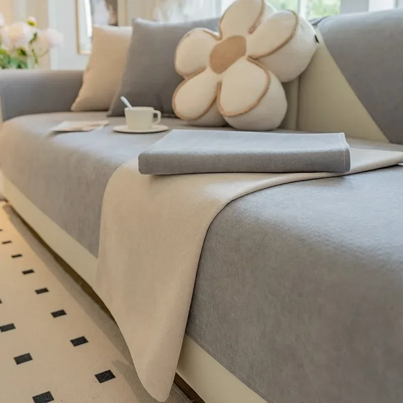 Chenille Sofa Cushion 2024 New High-end Cushion Simple Modern Non-slip Sofa Cover Cover Cloth Back Towel