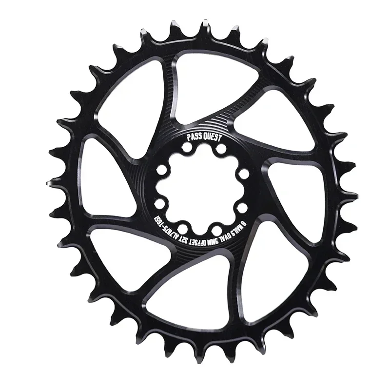 PASS QUEST  3mm Offset Direct Mount Road Bike AXS OVAL Narrow Wide Chainring 28T-44T Chainwheel BLACK