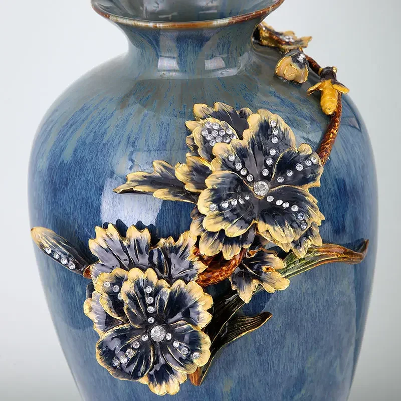 Enamel ceramic vase ornament, living room flower arrangement edge porch, high-end decoration