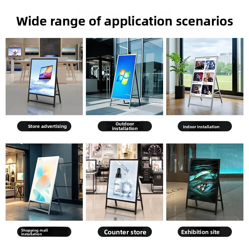 YTSF-P3 LED Floor-standing A-frame Full-color Poster Screen Advertising Sign Mobile Display Stand for Tea Shops and Stalls