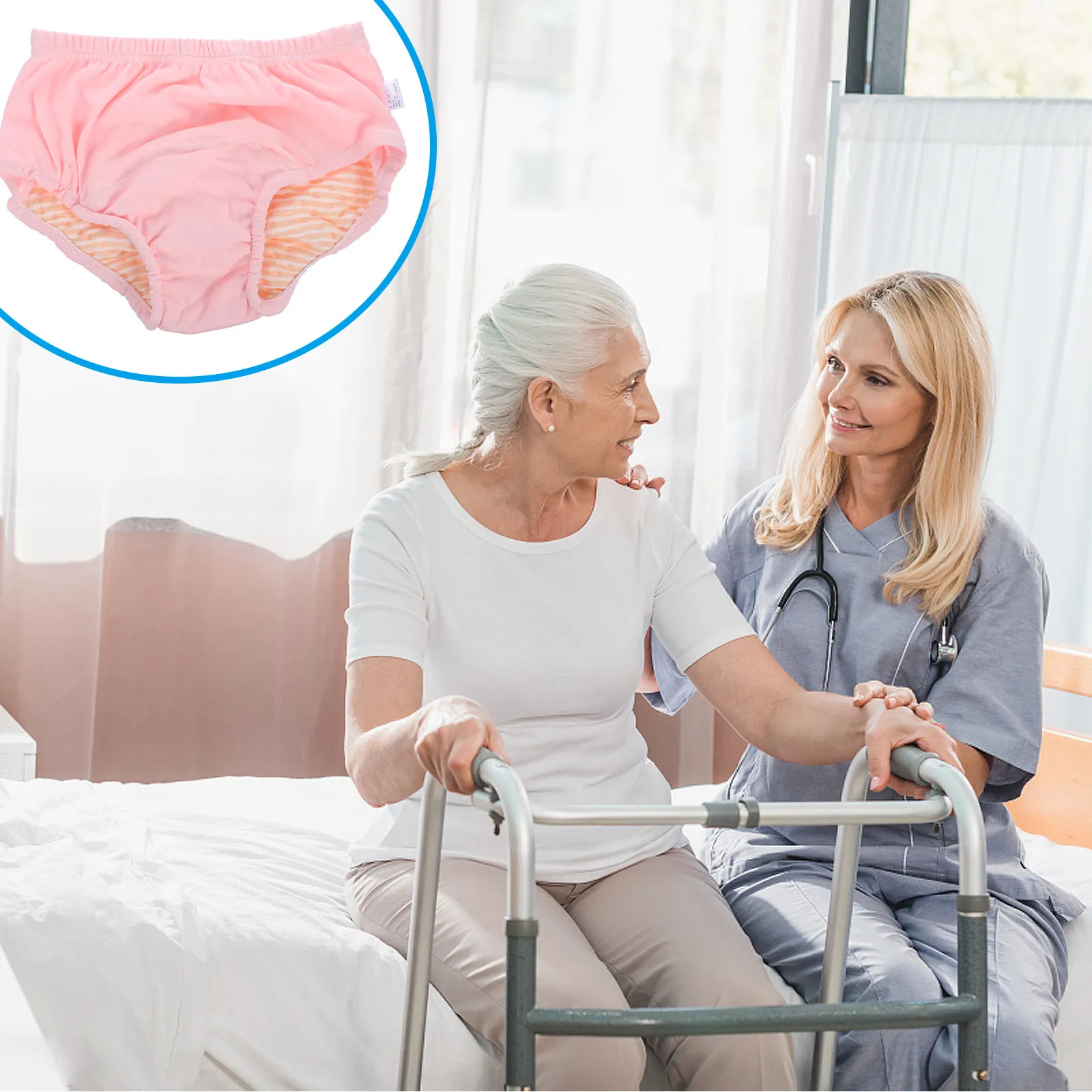 Reusable Washable Adult Diaper Leakproof Fleece Inner Breathable Cotton Material for Elderly Incontinent Patients Home Hospital
