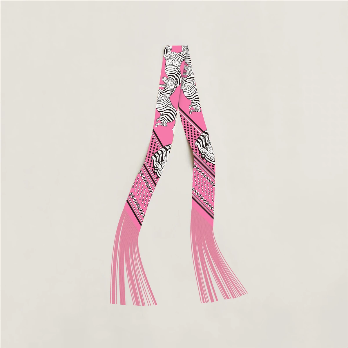 Quastenschal im Modedesign, Marken-Seidenschal für Damen, Haarband, Foulard, Schmaler Taschenschal, Halstuch, Handtaschen-Dekoration