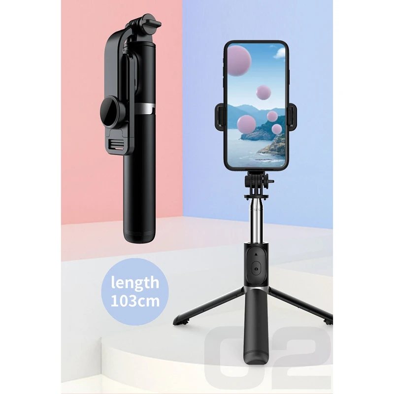 ไร้สายบลูทูธ Selfie Stick ขาตั้งกล้องขนาดเล็กแบบพกพาผู้ถือโทรศัพท์มัลติฟังก์ชั่นสําหรับ IOS Android