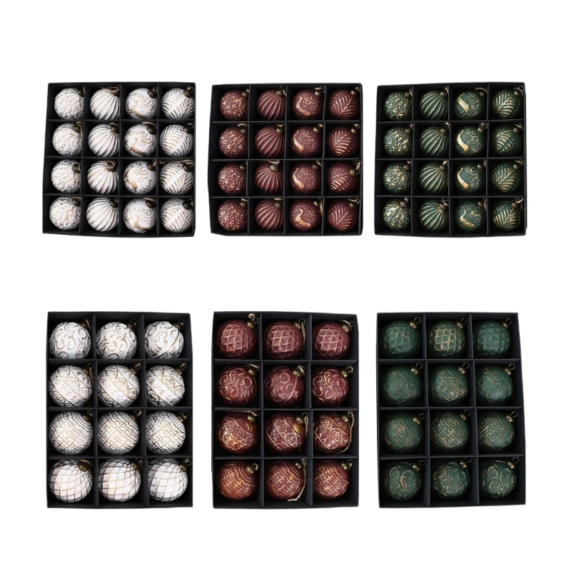 12 Stück antike hängende Kugeln für Baumregal und Kaminsims, Weihnachtsdekoration, 3 x – Detail 1