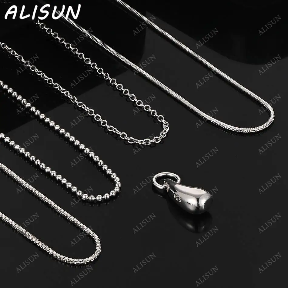

ALISUN 40-75cm 925 Sterling Silver Water Drop Pendant Necklace For Women Men Charm Trend Birthday Gifts Fashion Party