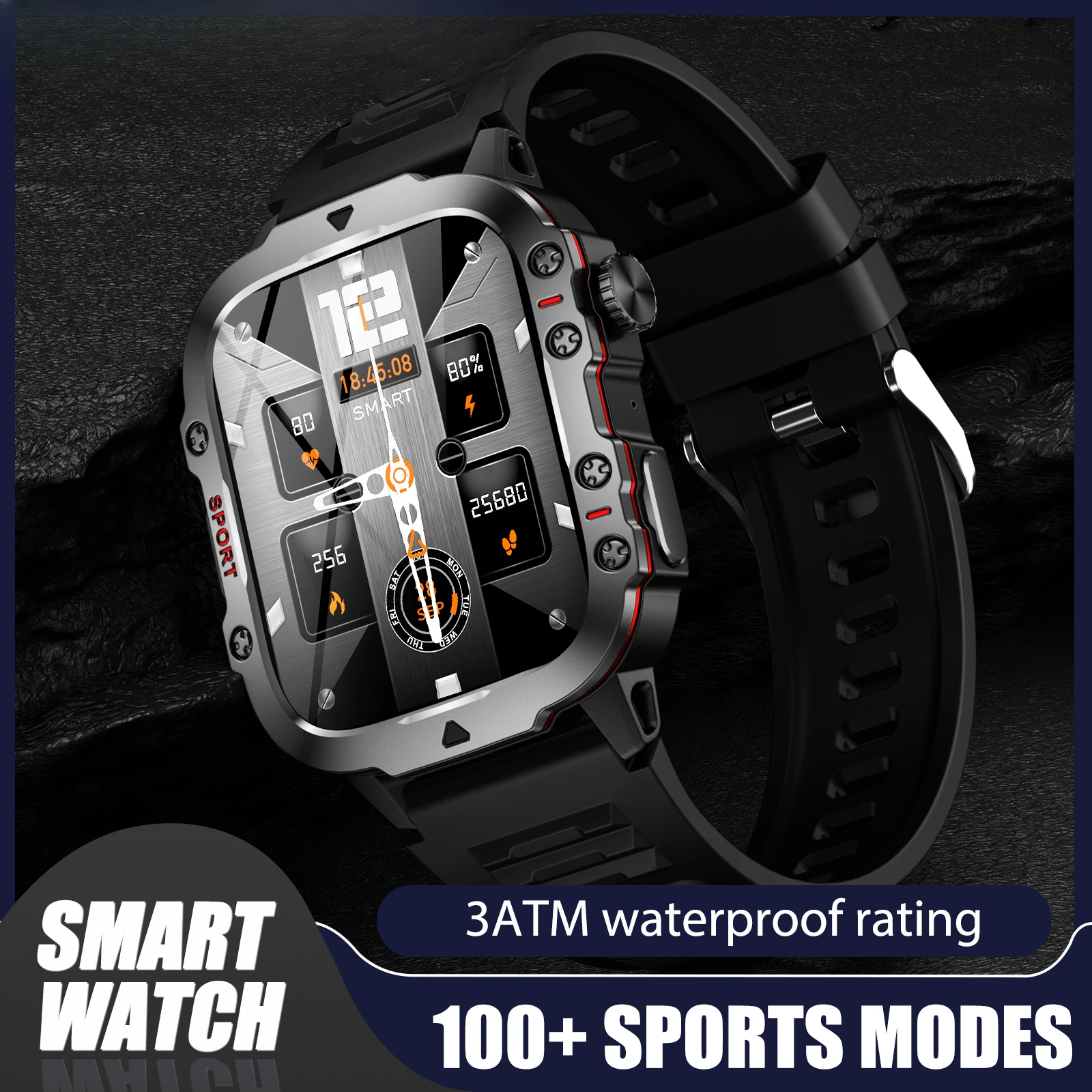 

2025 New Smart Watch 3ATM Waterproof For Men 1.96" HD Fitness Watch Heart Rate SpO2 Sleep Tracker 110+ Sports Mode QX11