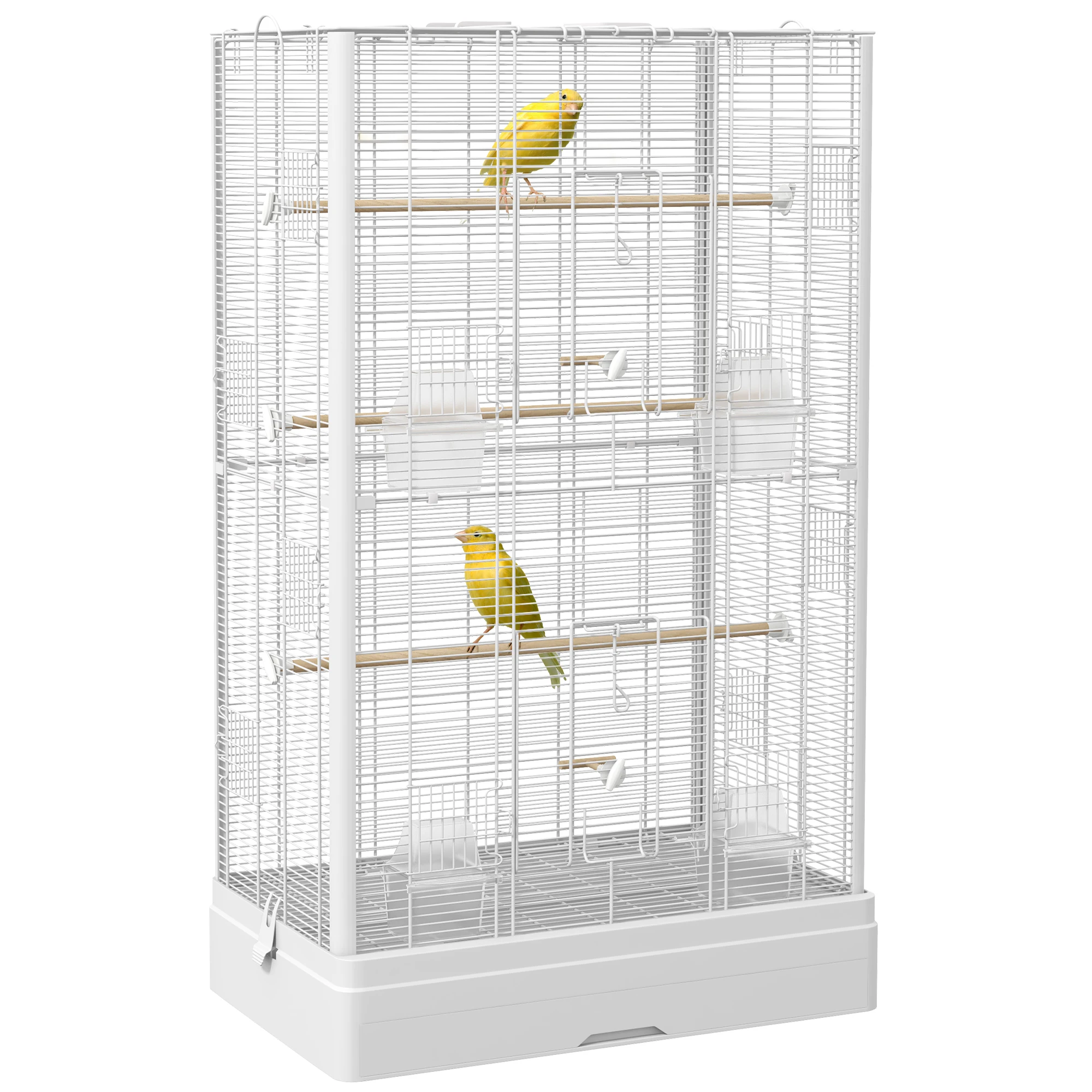 Pawhut Vogelkooi 61X36,5X98 cm met Deurhangers Lade