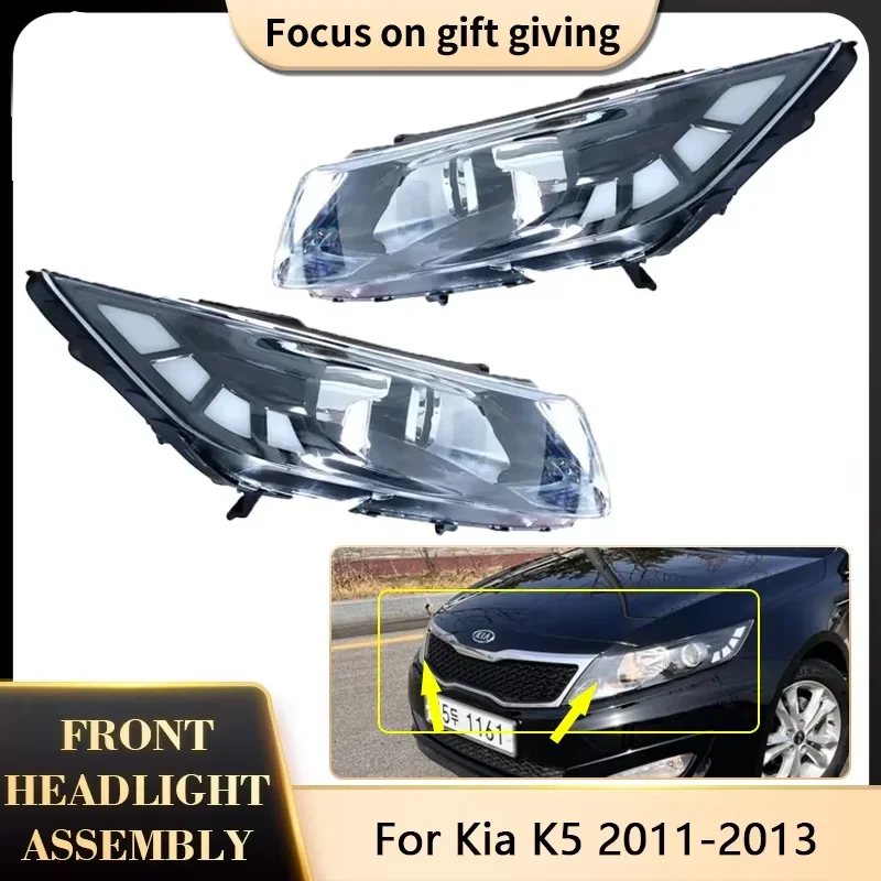 For Kia K5 2011 2012 2013 Front Bumper Headlight Assembly Clear Lens Headlamp Driver Turn Signal Head Light Lamp Accessories