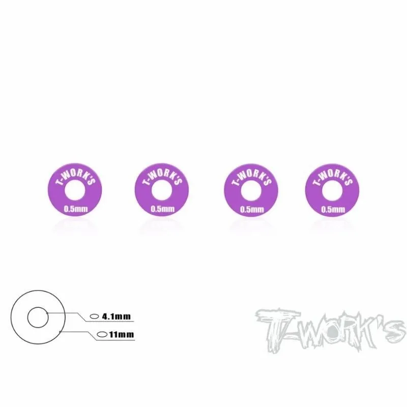 Original T Works TA-027 Aluminum Wheel Shim 0.5mm 4 pcs Rc Tool