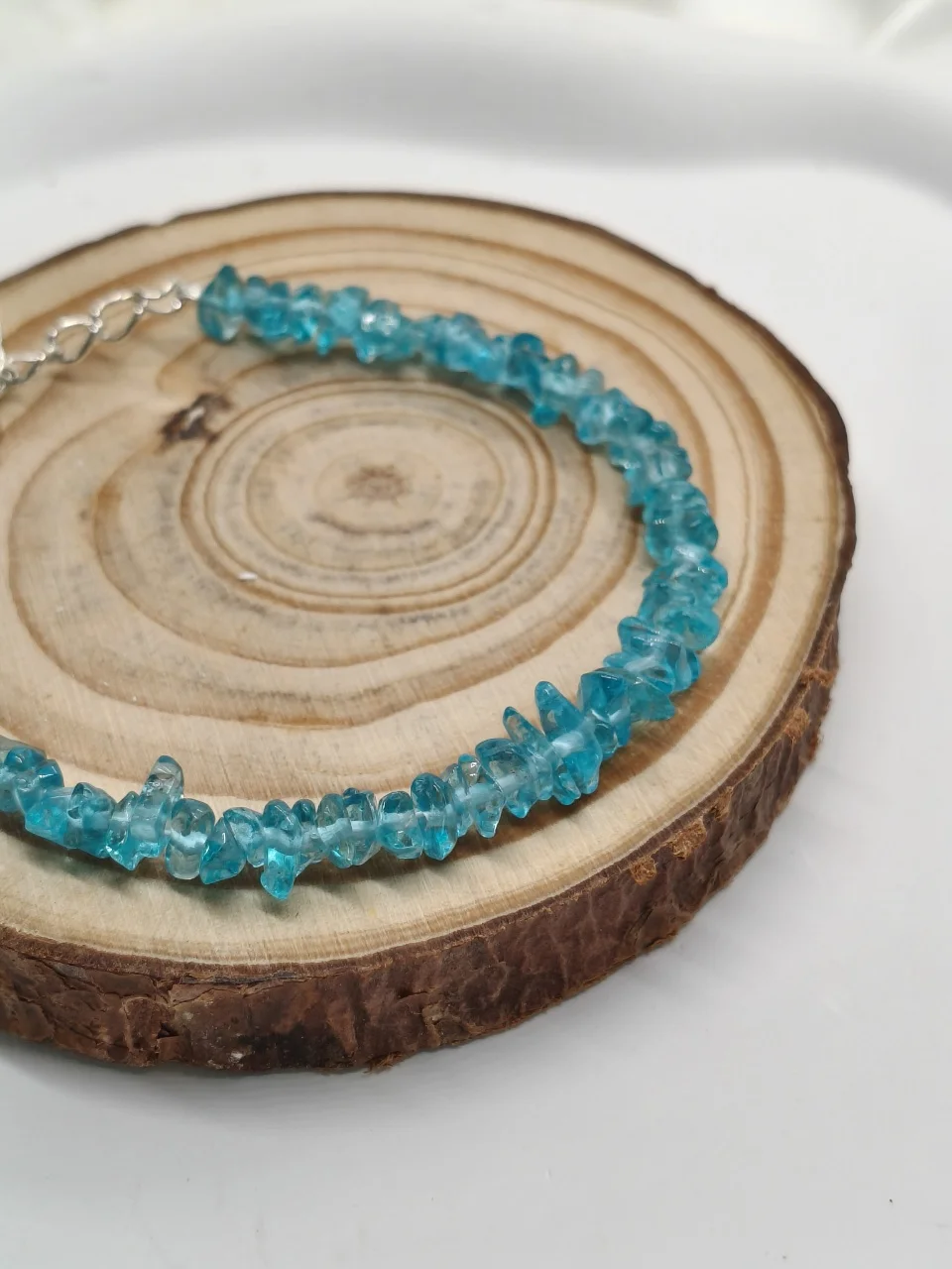 

925 Silver Natural Crushed Stone Bracelet For Women Genuine Apatite Raw Stone Adjustable Hand Bangle Handmade DIY Fine Jewelry