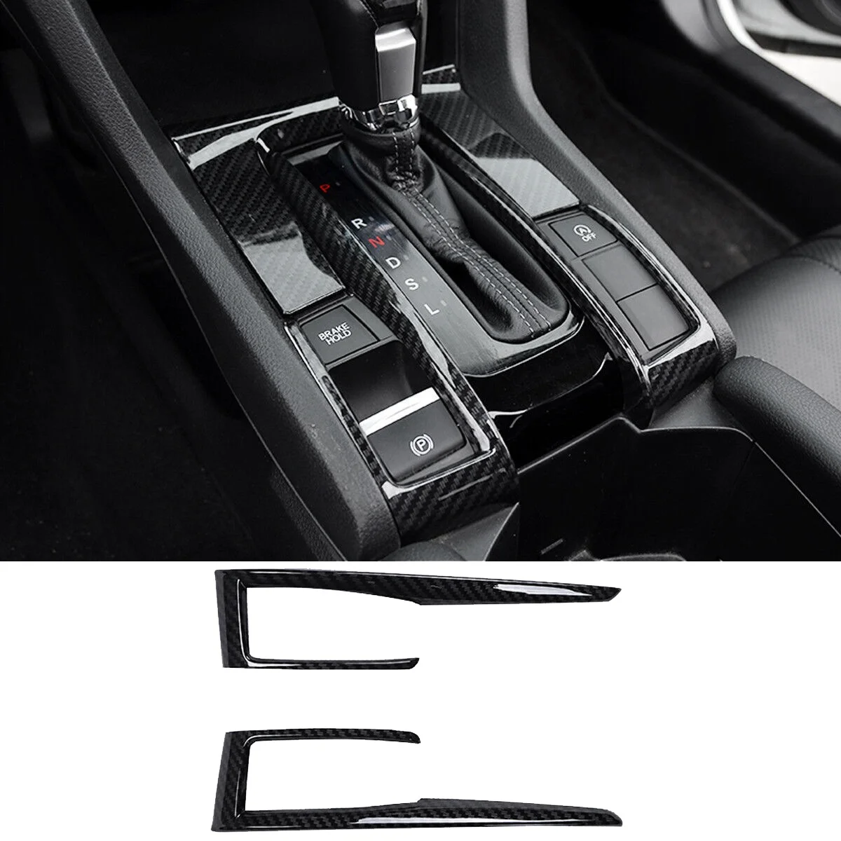 Car Central Control Panel Gear Shift Cover Trim for 10Th 2016 2017 2018 2019 2020 2021 Carbon Fiber Look