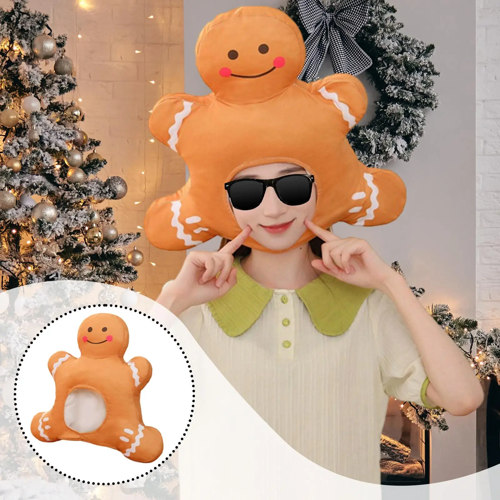 Czapka Piernikowy Ludzik, Akcesorium do Kostiumu na Imprezę, Pomarańczowa Świąteczna Czapka Cosplay, Przebranie, Nakrycie Głowy na Imprezy, Upominki na Rocznice