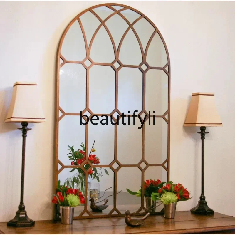 New arrive  American side decorative mirror background wall light luxury wall hanging fireplace window restaurant mirror