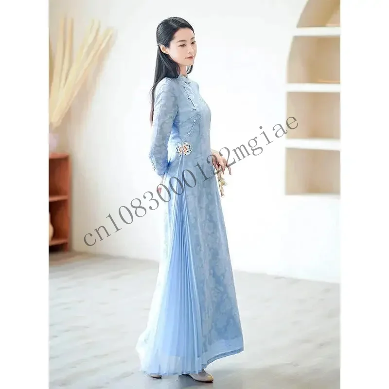 Modified Cheongsam Young Simple Elegant Retro Chinese Style Modern Long Qipao High-End Oriental Wedding Party Flora CMM221