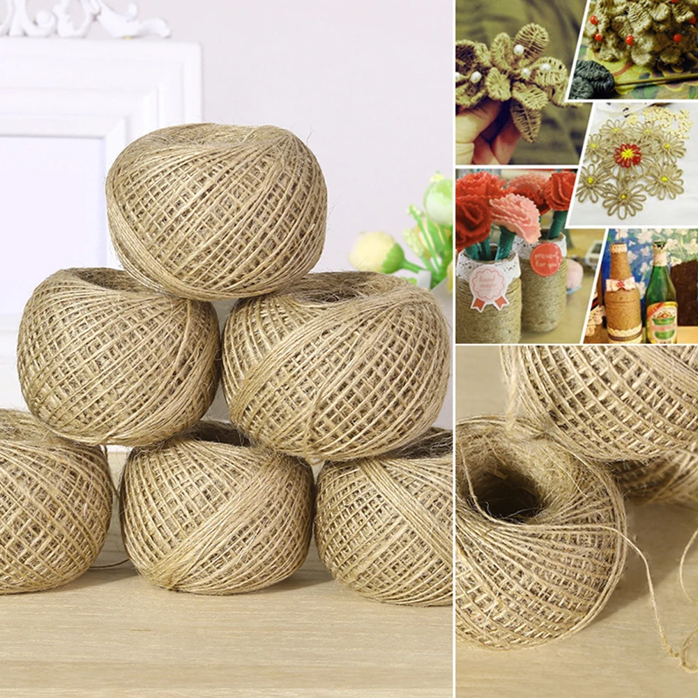 100m Long For Gardening Crafts Bundling Packaging Linen Rope Jute Rope Natural Linen Twine Rustic String Cord Rope DIY String