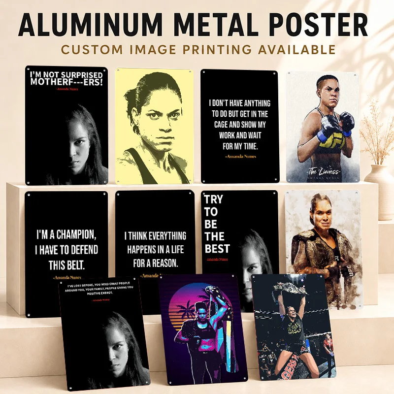 Amanda Nunes Textured Posters Customized Aluminum Metal Sign Victory Spirit Design Wall Art Ideal For Boxing Club And Collectors