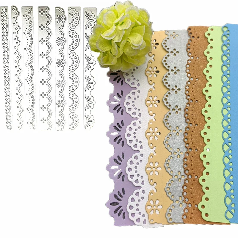 7Pcs/Set Lace Cutting Die Scrapbooking Die for DIY Album Paper Card Decorative Edge Frame Die Cut