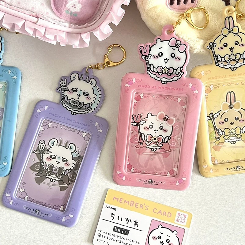 Kawaii Chiikawa Photo Card Holder 3 Inches Card Cover Pendant Student Stationery Cardcase Keyring Toys Gift For Girls