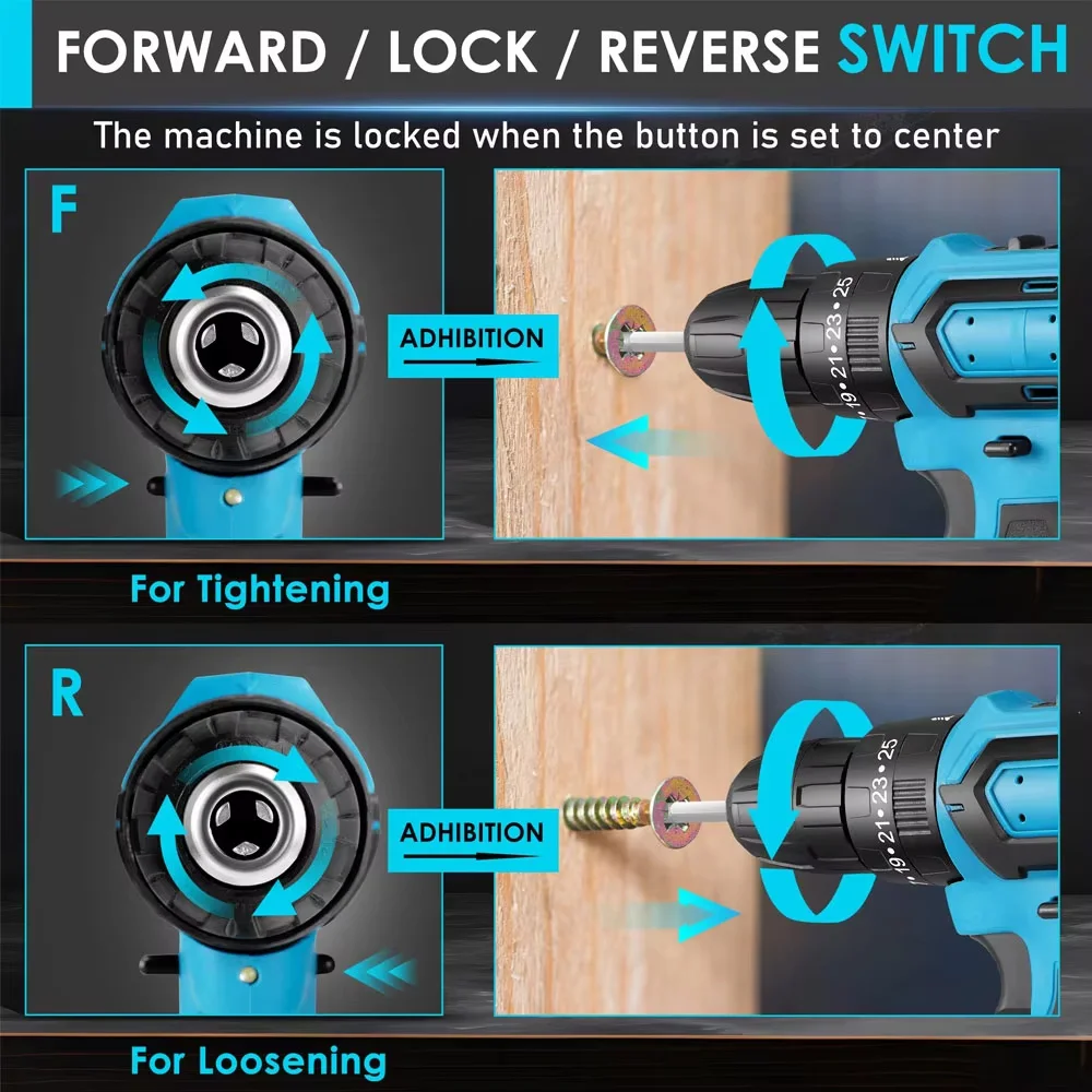 

Brushless Electric Impact Drill Power Tools Set Combo Tool Sets Electric Hand Tool Battery Cordless Electrical Drill
