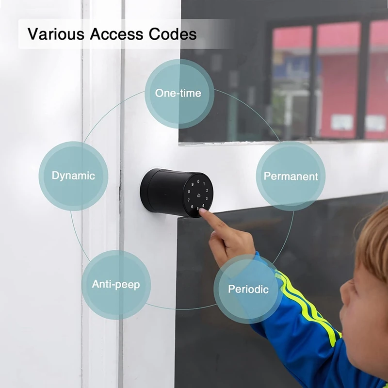 Smart Door Lock With Fingerprint NFC App Code Backup Keys Stylish Bluetooth Door Knob (Black Fingerprint+Bluetooth)