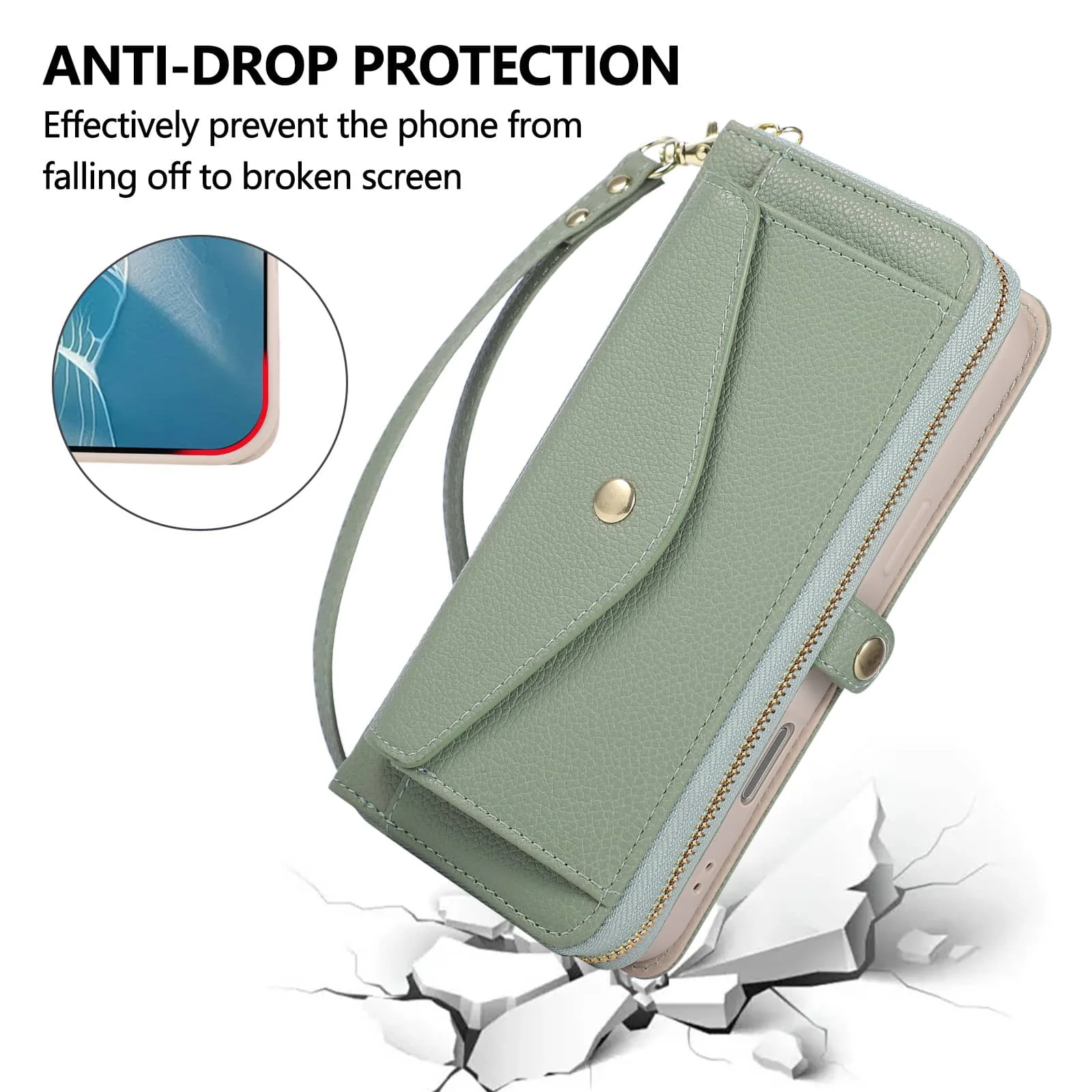 WEFOR Etui Portfel z Paskiem na Ramię do Samsung Galaxy S26 S25 Edge S24 S23 FE S22 S21 S20 Ultra, Uchwyt na Karty, Podstawka, Lusterko — zdjęcie produktu 5