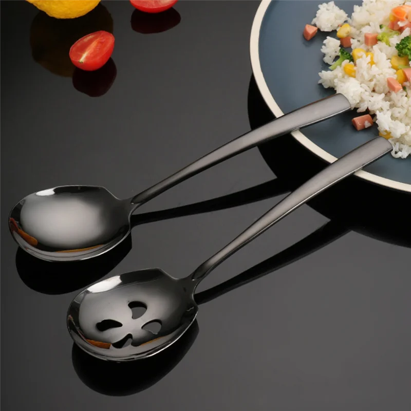 

A7THK-6 шт. набор сервировочных ложек и ложек с прорезями, 9-дюймовый набор сервировочных принадлежностей из нержавеющей стали для шведского стола, банкета, кухни