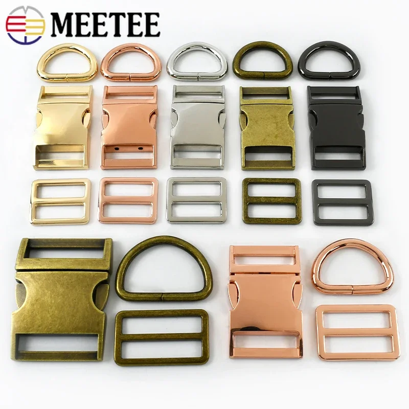 배낭 스트랩용 금속 버클 퀵릴리즈 클로저 걸쇠, D 링 트라이 글라이드 슬라이더 후크, DIY 가죽 액세서리, 15-38mm, 1 세트