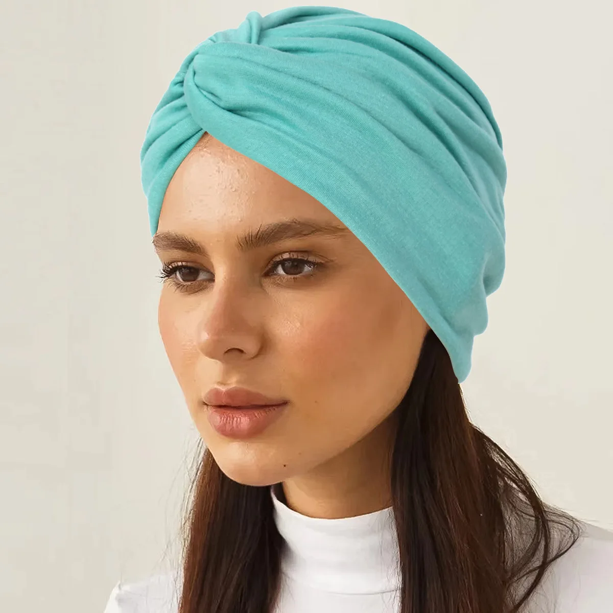 Turbante con nudo retorcido para Mujer, gorro indio para quimio, Hijab musulmán, pañuelo para la cabeza, gorro para la pérdida de cabello, Bandanas, diadema, Turbante