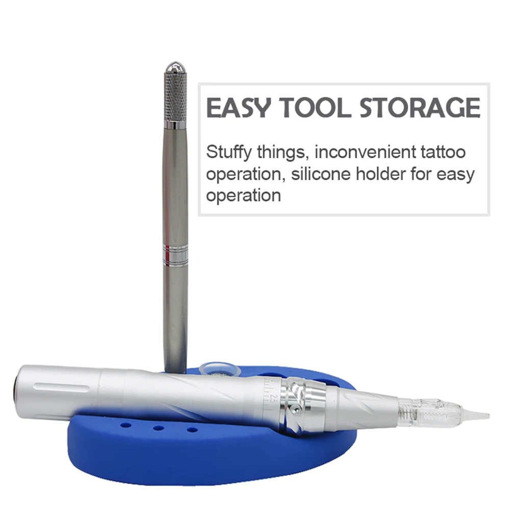 Support sur pied ovale en Silicone pour Machine à tatouer, tasse d'encres, tasse de pigments, support de stylo de maquillage Permanent, accessoires et fournitures