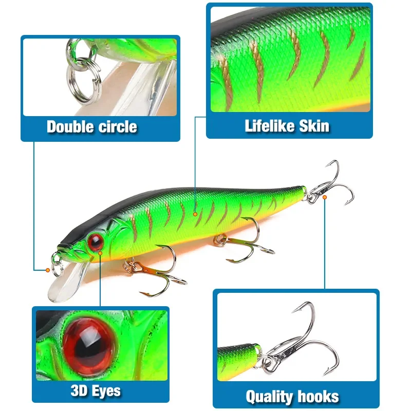 1 Uds 14 cm 23g Minnow Señuelos de Pesca Wobbler cebos duros Crankbait ABS señuelo Artificial para lubina aparejos de pesca