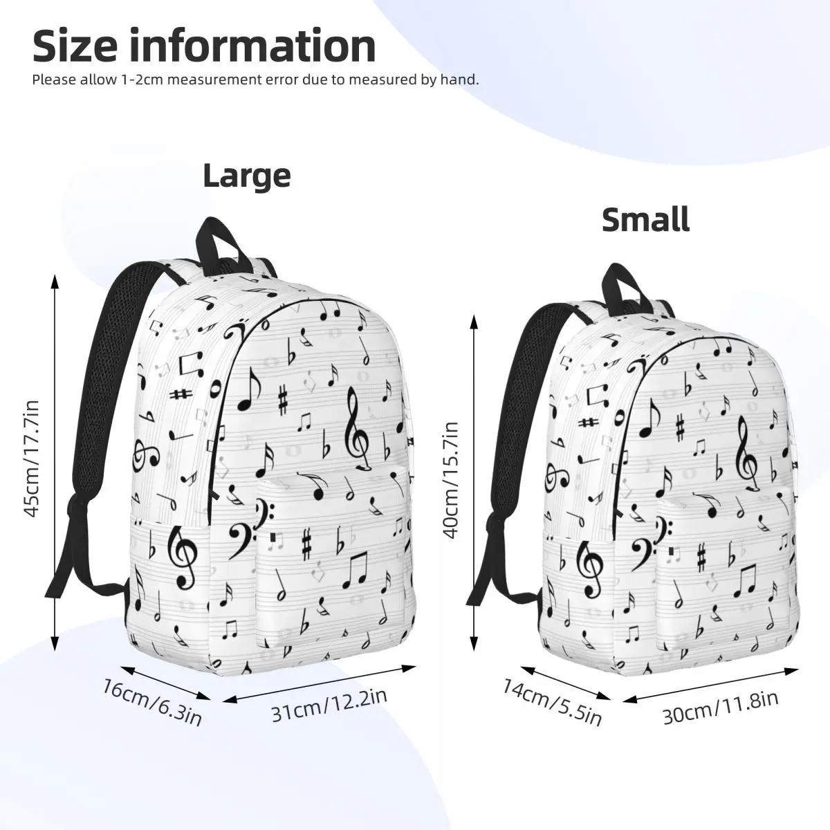 Musical Music Notes for Men Women Student School Book Bags Daypack Middle High College Outdoor