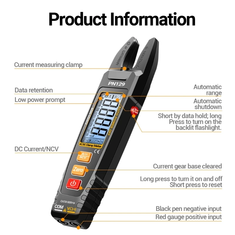 Klemmultimeter met eenvoudige bediening voor industriële en laboratoriumtoepassingen Dropship