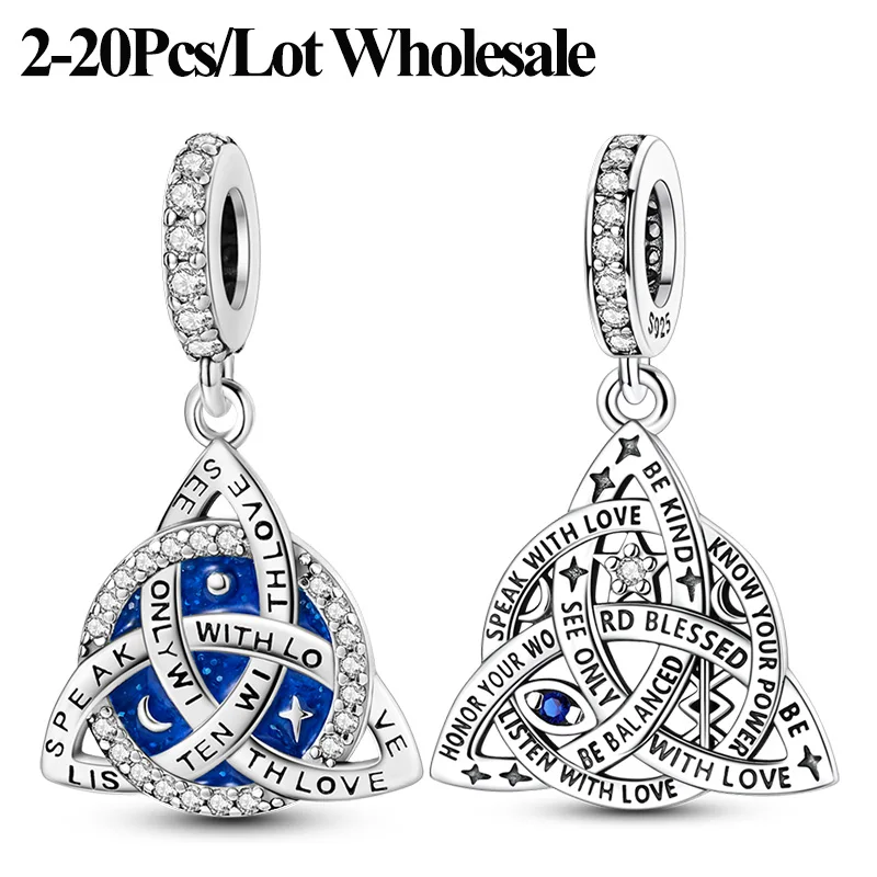 2-20 Stück/Lot Großhandel 925 Sterling Silber Keltischer Knoten Anhänger Perlen für Armbänder Damen Schmuck Geschenk