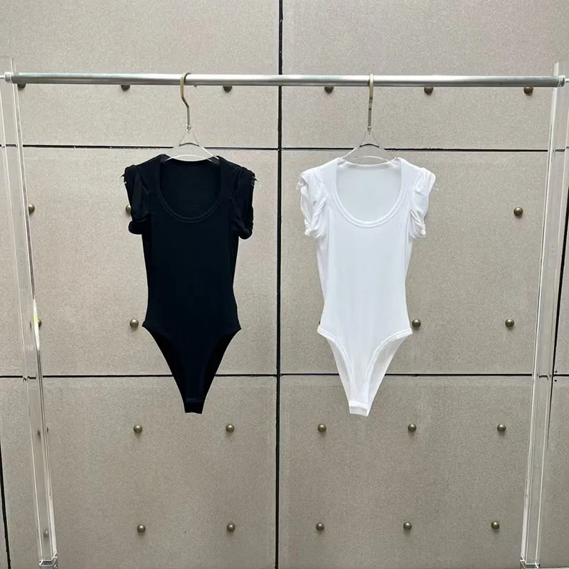 

Женский комбинезон в рубчик, топ с коротким рукавом и круглым вырезом, повседневный и универсальный трикотажный базовый слой, 2026, новый стиль, Y2K