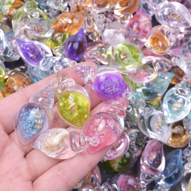 10/30/50/100pcs Resin 3D Noctilucent Conch Charms Kawaii Luminous Pendant For Jewelry Making Diy Earrings Keychain Accessories