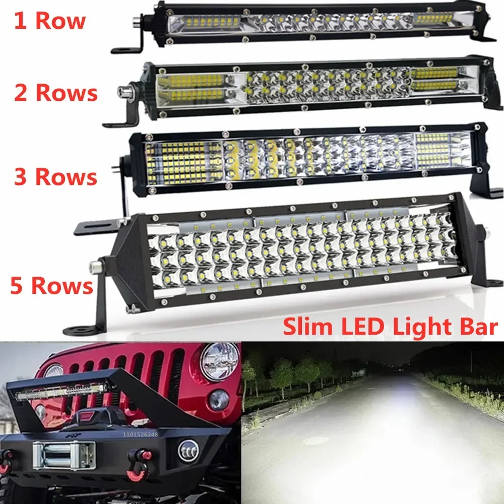 Slanke LED-balk 10 inch 20 inch LED-lichtbalk Werklamp voor rijden Offroad Boot Auto Tractor Vrachtwagen 4x4 SUV ATV 12V 24V Off Road