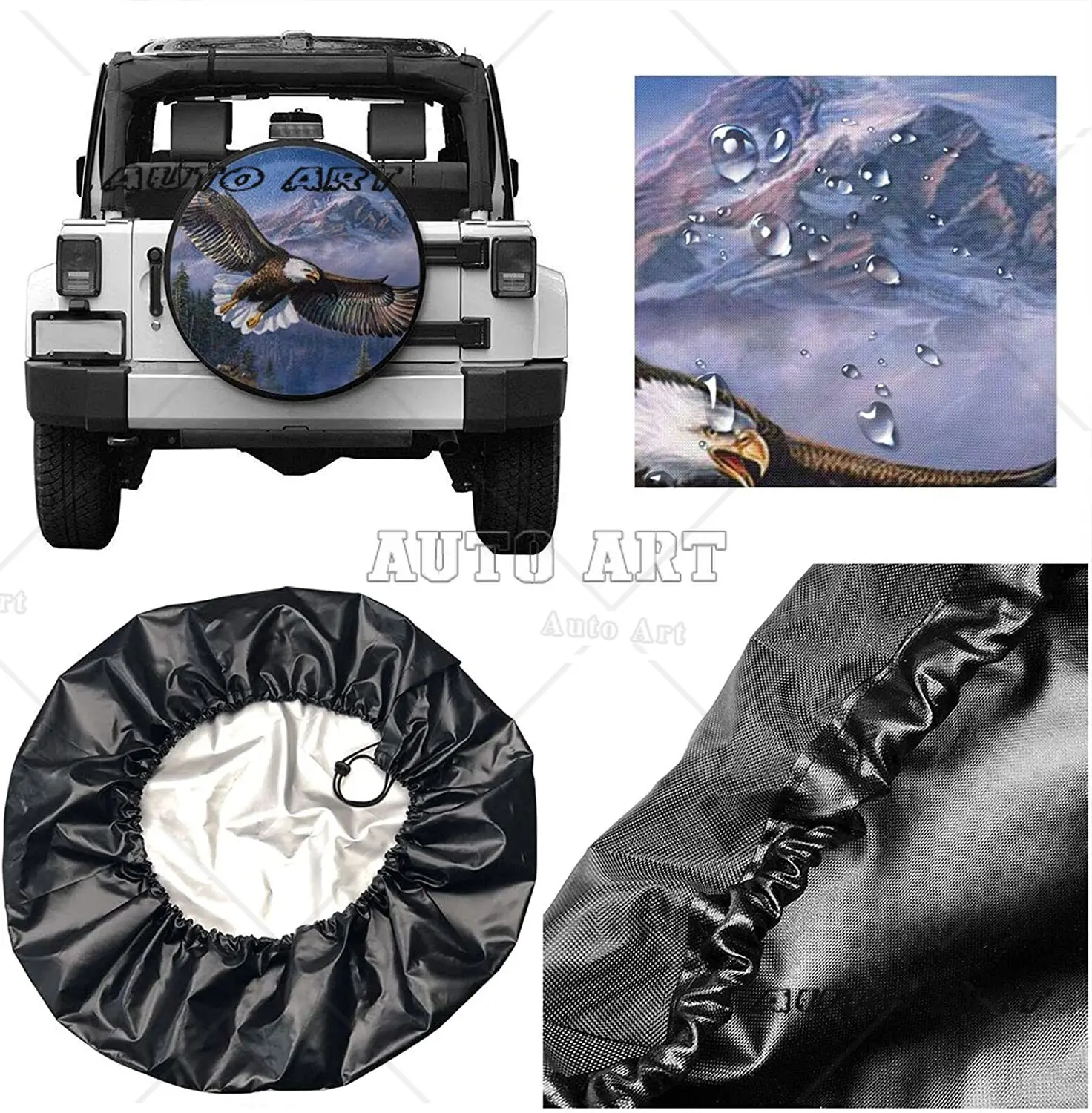 Beautiful Eagle in Flight Spare tire Covers Potable Universal Wheel Covers Powerful Sun-Proof Waterproof Tire Cover for SUV Trai