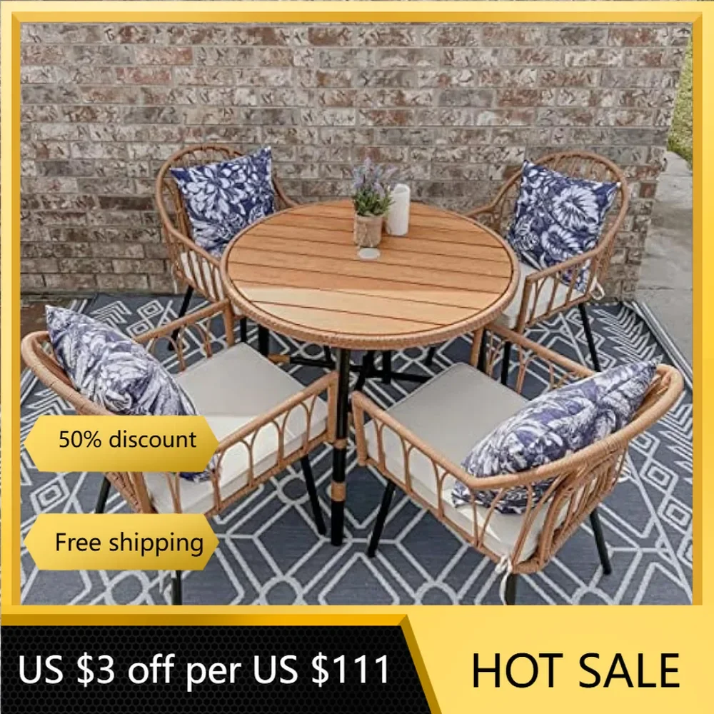 

Outdoor Patio Dining Table Chair Set,Wicker Patio Dining Set,Outdoor Rattan Dining Table Set for Patio, Backyard, Balcony,Garden