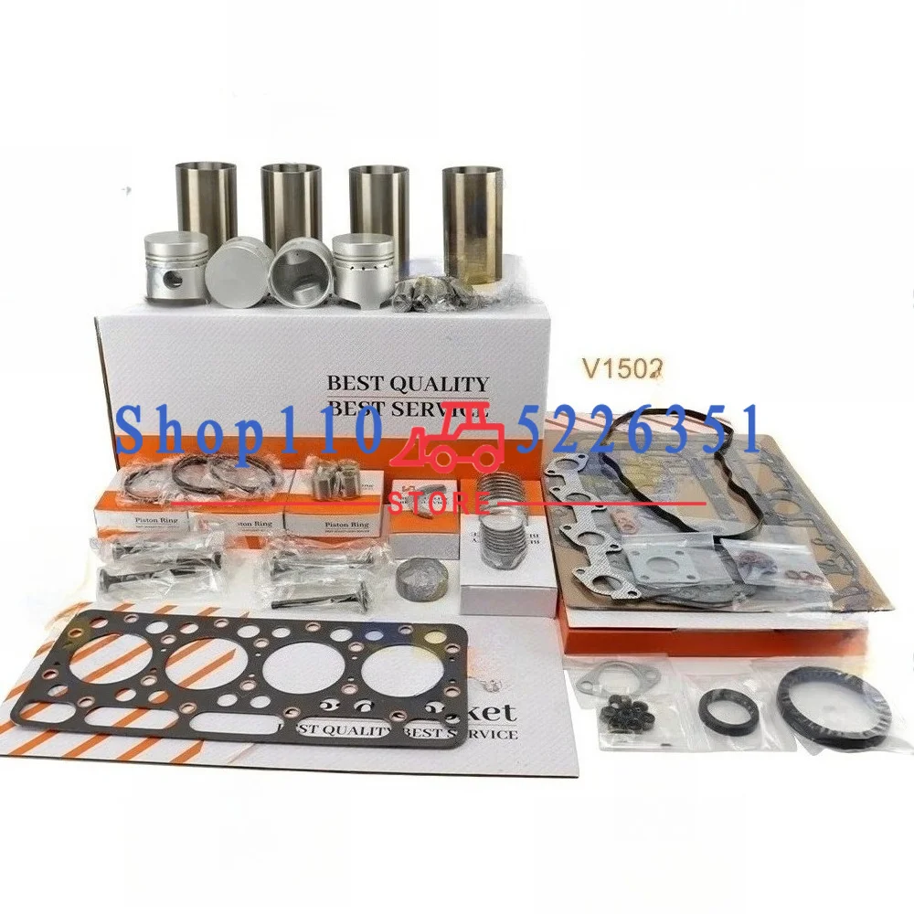 V1502 Overhaul Rebuild Kit Piston Rings Cylinder Liner Full Gasket Set Engine Parts For Kubota 15221-21112 76*2.5HK+2+5mm