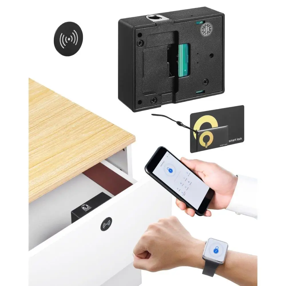 

Smart Cabinet Lock 4in1 with 3*AAA Battery Easy Installation Hidden Design APP Remote Control for various Wooden Cabinets